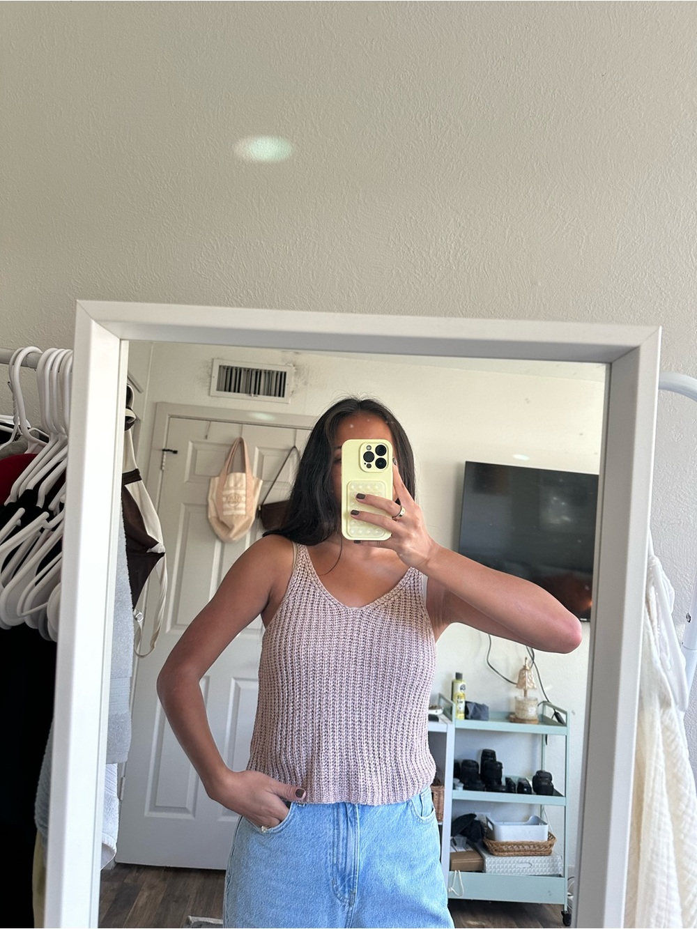 moon & madison Blush Knit Scoop Tank